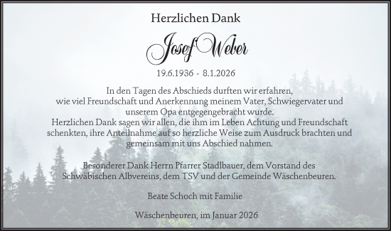 Traueranzeige von Josef Weber von NWZ Neue Württembergische Zeitung