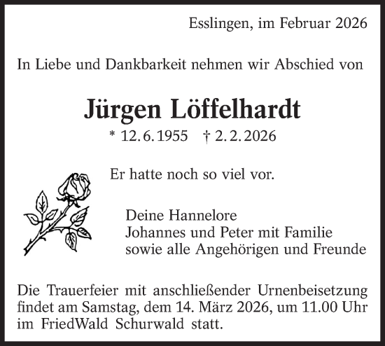 Traueranzeige von Jürgen Löffelhardt von Haller Tagblatt