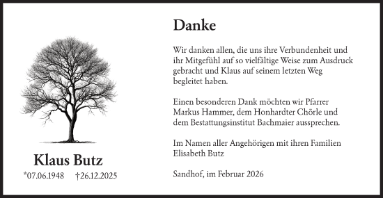Traueranzeige von Klaus Butz von Hohenloher Tagblatt