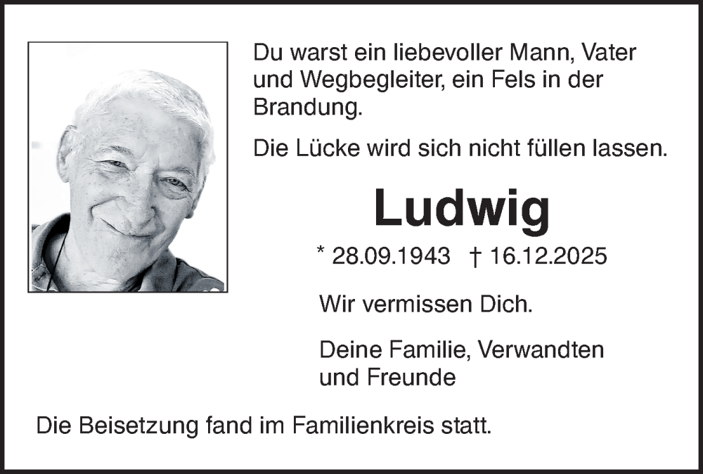 Traueranzeige für Ludwig  vom 20.02.2026 aus Das Blaumännle