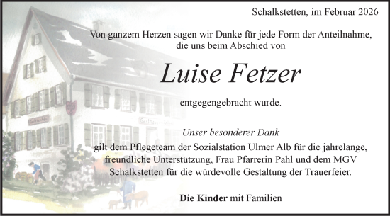 Traueranzeige von Luise Fetzer von Geislinger Zeitung