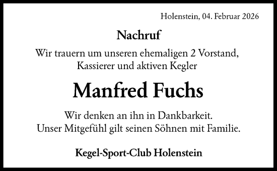 Traueranzeige von Manfred Fuchs von Haller Tagblatt