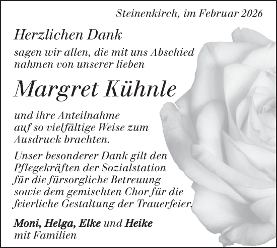 Traueranzeige von Margret Kühnle von Geislinger Zeitung