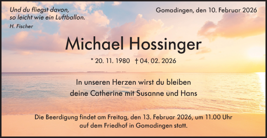 Traueranzeige von Michael Hossinger von Alb-Bote/Metzinger-Uracher Volksblatt