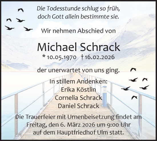 Traueranzeige von Michael Schrack von SÜDWEST PRESSE Ausgabe Ulm/Neu-Ulm/Ehingen/Neu-Ulmer Zeitung