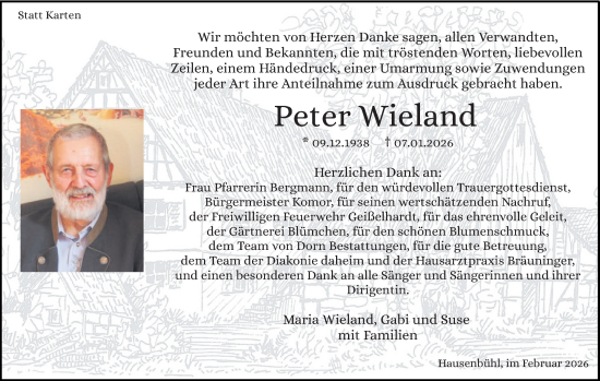Traueranzeige von Peter Wieland von Haller Tagblatt