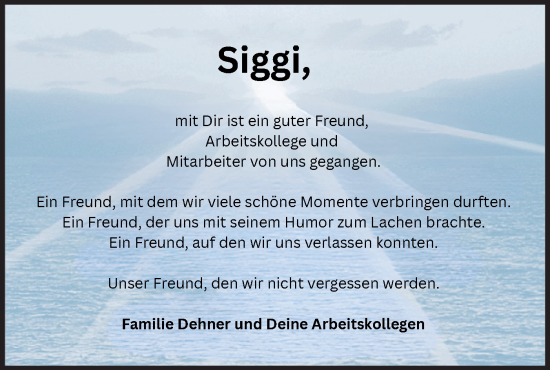 Traueranzeige von Siggi  von Hohenloher Tagblatt