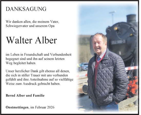 Traueranzeige von Walter Alber von SÜDWEST PRESSE Zollernalbkreis