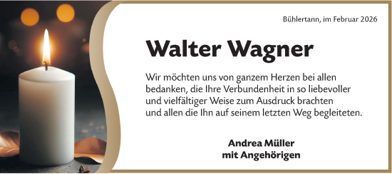Traueranzeige von Walter Wagner von Haller Tagblatt