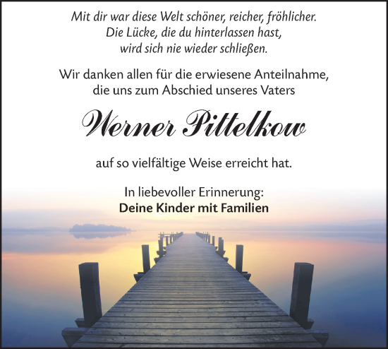 Traueranzeige von Werner Pittelkow von Hohenloher Tagblatt