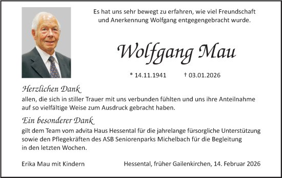 Traueranzeige von Wolfgang Mau von Haller Tagblatt